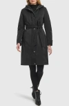 Kenneth Cole New York Sleeker Hooded Raincoat In Black