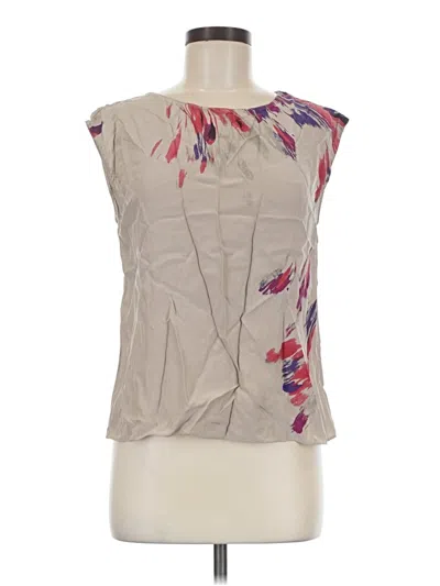 Pre-owned Kenneth Cole New York Sleeveless Silk Top Tan One Shoulder Neckline Tops