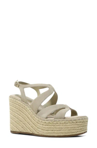 Kenneth Cole New York Solace Platform Wedge Sandal In Almond- Kid Suede