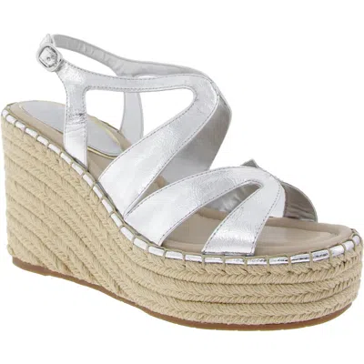 Kenneth Cole New York Solace Platform Wedge Sandal In Silver- Metallic Pu