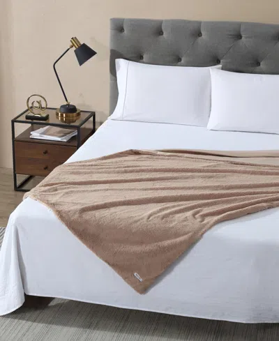Kenneth Cole New York Solid Faux Fur Throw Blanket, 70" X 50" In Brown