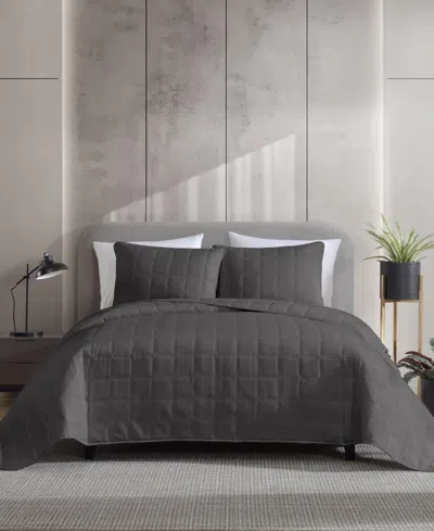 Kenneth Cole New York Solid Stonewashed 3-pc. Quilt Set, Full/queen In Black