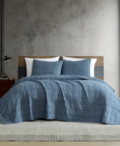 Kenneth Cole New York Solid Stonewashed 3-pc. Quilt Set, King In Blue