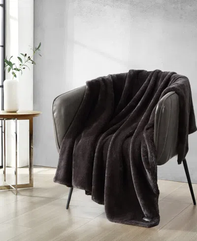Kenneth Cole New York Solid Throw, 60" X 50" In Ganache Brown