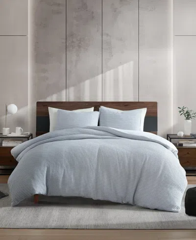 Kenneth Cole New York Solid Waffle 3-pc. Comforter Set, King In Blue