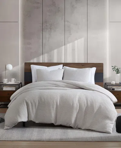 Kenneth Cole New York Solid Waffle 3 Piece Duvet Cover Set, King In Gray