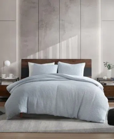 Kenneth Cole New York Solid Waffle Comforter Set In Blue