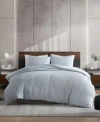 Kenneth Cole New York Solid Waffle Duvet Cover Set In Blue