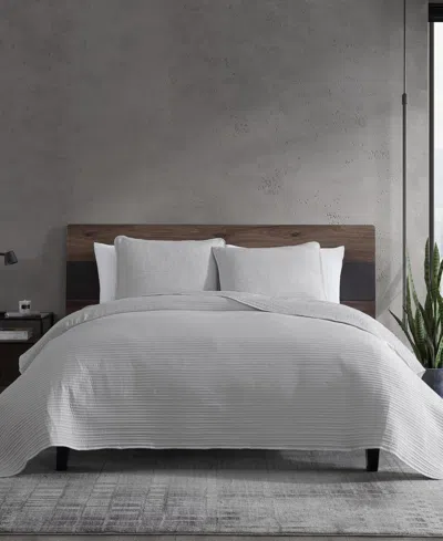 Kenneth Cole New York Solid Washed Channel Stitch 3-pc. Quilt Set, Full/queen In Gray