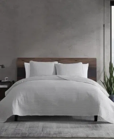 Kenneth Cole New York Solid Washed Channel Stitch Quilt Set In White