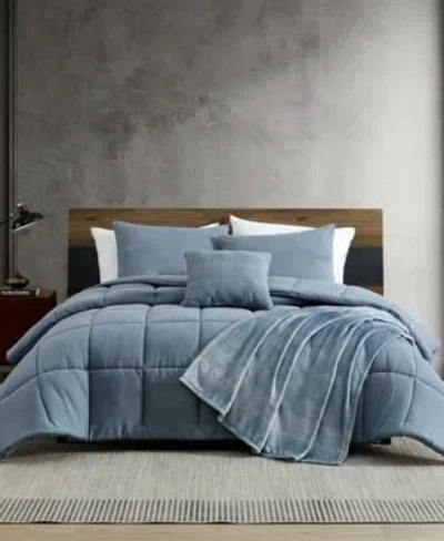 Kenneth Cole New York Solid Washed Comforter Set In Blue