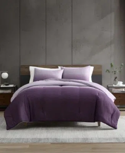 Kenneth Cole New York Subtle Ombre Washed Microfiber Comforter Set In Purple