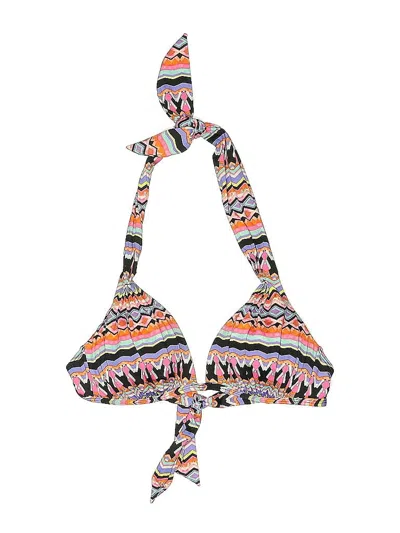 Pre-owned Kenneth Cole New York Swimsuit Top Orange Print Pattern Swimwear