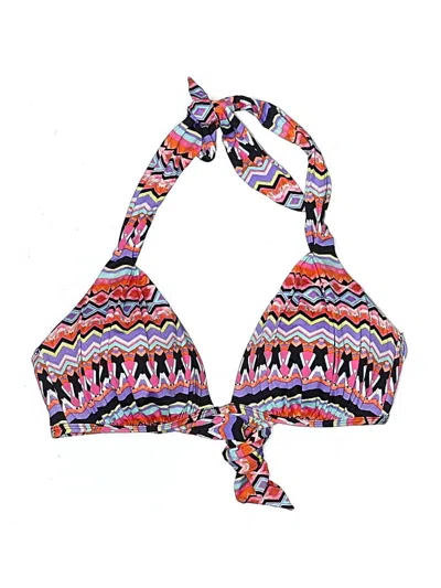 Pre-owned Kenneth Cole New York Swimsuit Top Pink Aztec Or Tribal Print Pattern Plunge Neckline Swimwear