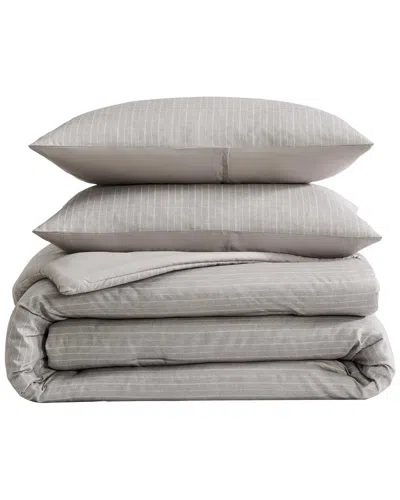 Kenneth Cole New York Texture Stripe Comforter Set In Gray