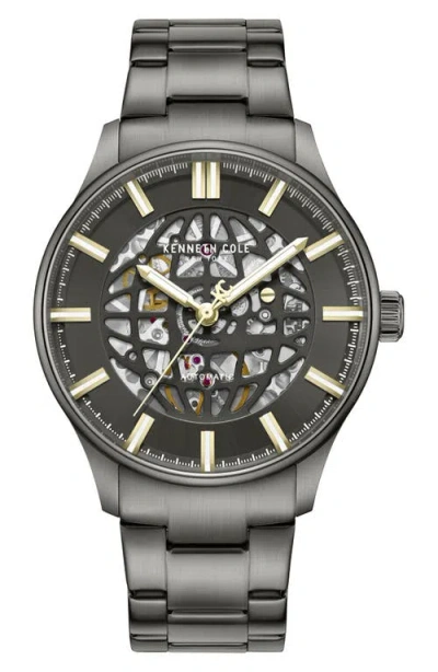Kenneth Cole New York The Thompson Skeleton Automatic Bracelet Watch, 43.5mm In Gray