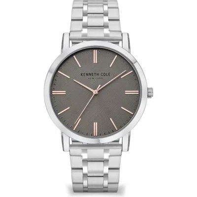 Kenneth Cole New York Three Hand Quartz Bracelet Watch, 43.6mm In Silver