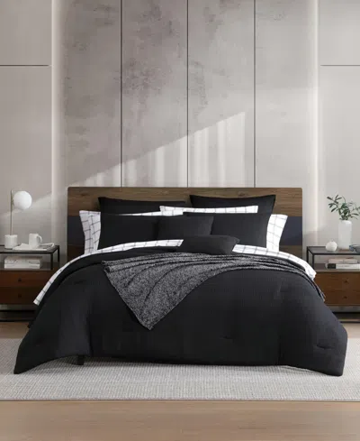 Kenneth Cole New York Variegated Waffle Textured 14-pc. Comforter Bonus Set, Queen In Black