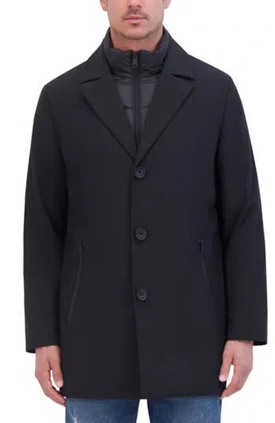 Kenneth Cole New York Water Resistant Jacket With Quilted Bib In Black
