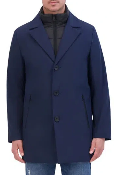 Kenneth Cole New York Water Resistant Jacket With Quilted Bib In Navy