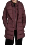 Kenneth Cole New York Water Resistant Pillow Collar Puffer Coat In Brown