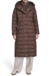 Kenneth Cole New York Water Resistant Stadium Length Quilted Puffer Coat In Brown