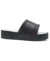Kenneth Cole New York Andreanna Womens Faux Leather Square Toe Slide Sandals In Black