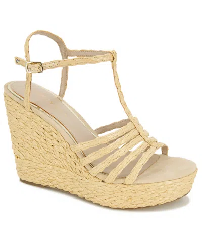 Kenneth Cole New York Women's Celia Platform Wedge Sandals In Natural Raffia