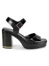 Kenneth Cole New York Womens Embossed Faux Leather Block Heel In Black