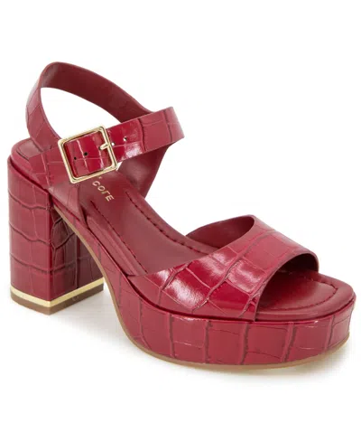 Kenneth Cole New York Women's Darla Platform Sandals In Rio Red Croco