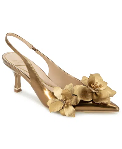 Kenneth Cole New York Women's Davia Pointed Toe Slingback Dress Pumps In Bronze Leather