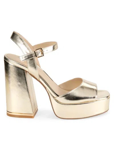 Kenneth Cole New York Women's Dolly Metallic Block Heel Sandals In Light Gold