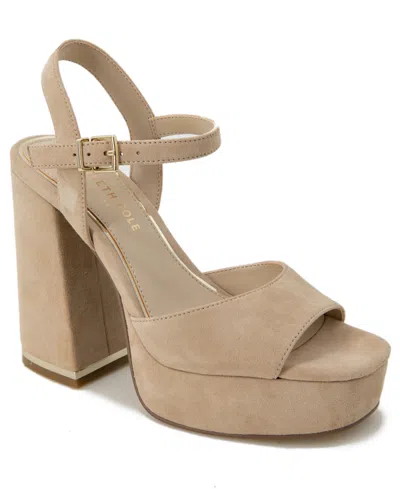 Kenneth Cole New York Women's Dolly Platform Sandals In Buff Genuine Suede