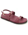 Kenneth Cole New York Women's Drinity Round Toe Flat Sandals In Dark Red Leather