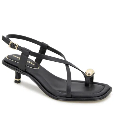 Kenneth Cole New York Women's Geala Square Toe Dress Sandals In Black Leather