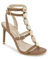 Kenneth Cole Lilath Jewel Leather Strap Heel In Brown