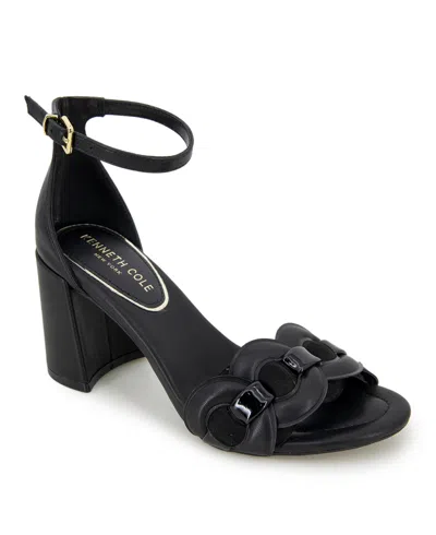 Kenneth Cole New York Women's Luisa Woven Block Heel Sandals In Black- Polyester,textile