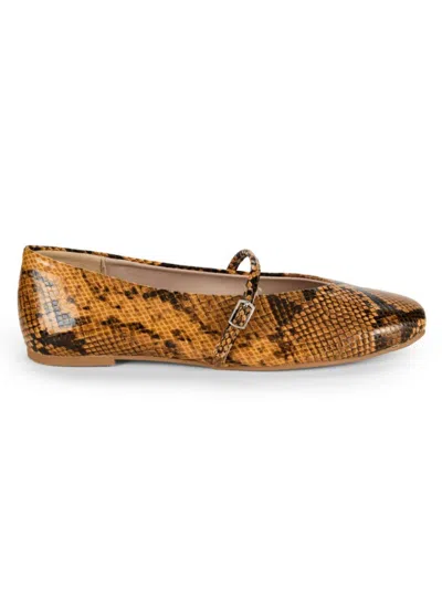 Kenneth Cole New York Women's Magnolia Snake-embossed Faux Leather Ballet Flats In Beige Multicolor
