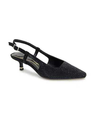 Kenneth Cole New York Women's Martha Crystals Kitten Heel Sling Back Pumps In Black,black