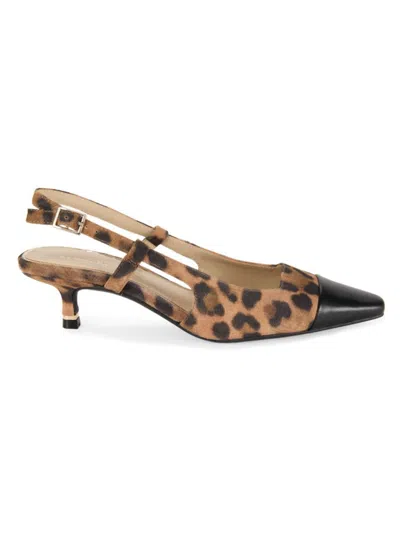 Kenneth Cole New York Women's Martha Leopard-print Slingback Kitten Heel Pumps