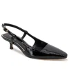 Kenneth Cole New York Martha Womens Leather Kitten Slingback Heels In Black Patent Polyurethane