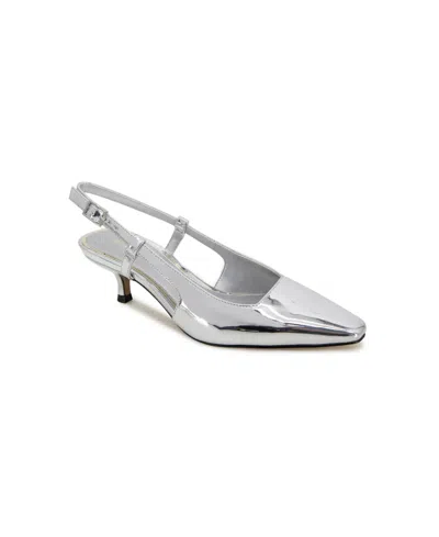 Kenneth Cole New York Women's Martha Pointy Toe Pumps In Silver- Specchio Polyurethane