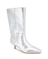 Kenneth Cole New York Women's Meryl Kitten Heel Boots In Silver Croco