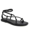 Kenneth Cole New York Women's Paros Jewel Square Toe Flat Sandals In Black Leather