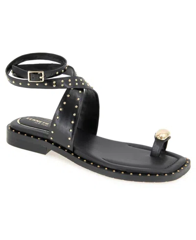 Kenneth Cole New York Women's Ravenn Square Toe Flat Sandals In Black