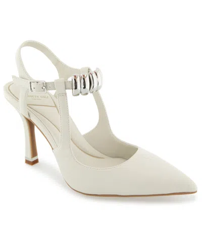 Kenneth Cole New York Women's Romi Ankle Hw Slingback Pumps In White