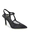 Kenneth Cole New York Romi Ankle Sling Fab Womens Polka Dot Mesh Slingback Heels In Black Mesh