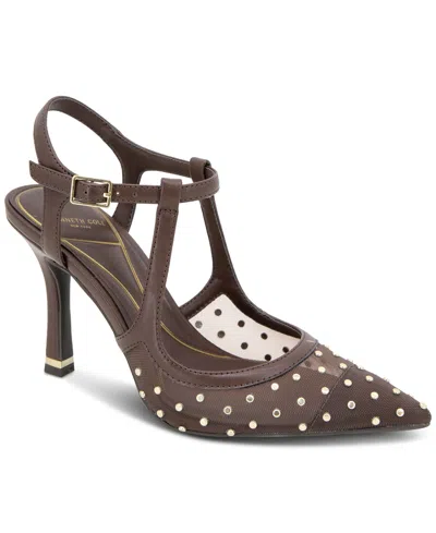 Kenneth Cole New York Romi Ankle Sling Fab Mesh Pump In Brown