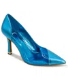 Kenneth Cole New York Rosa Womens Faux Leather Pointed Toe Pumps In Bluebird