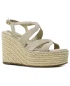 Kenneth Cole New York Women's Solace Espadrille Platform Wedge Sandals In Almond- Kid Suede